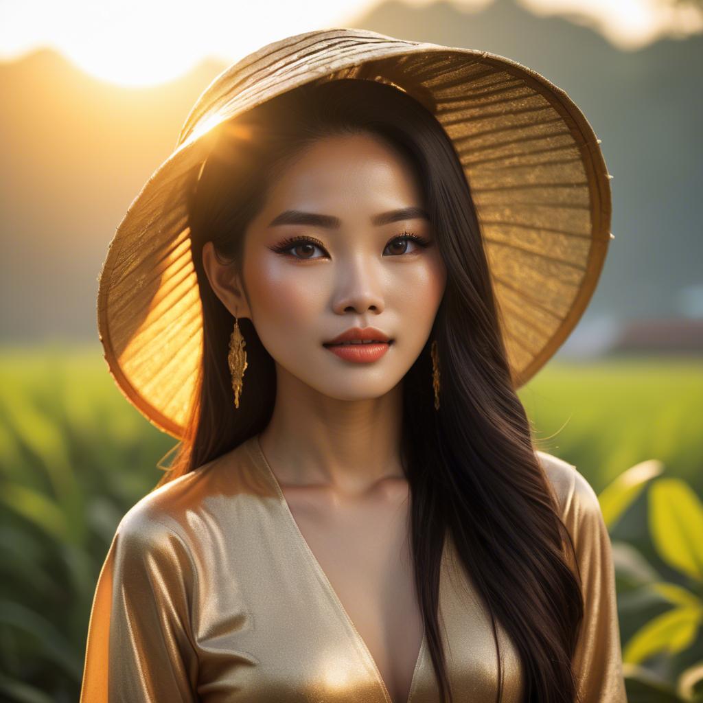 A stunning image of vietnamese beauty in golden hour.