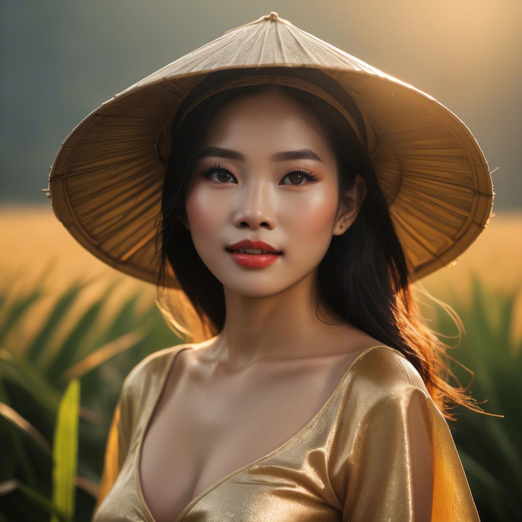 A stunning image of vietnamese beauty in golden hour.