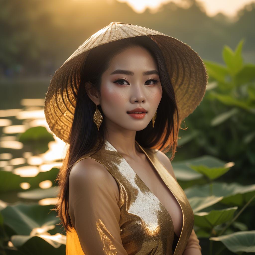 A stunning image of vietnamese beauty in golden hour.