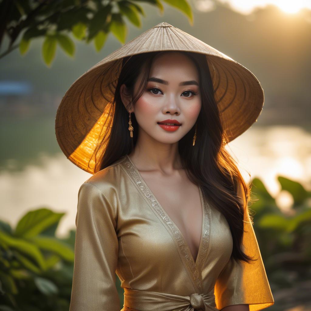 A stunning image of vietnamese beauty in golden hour.