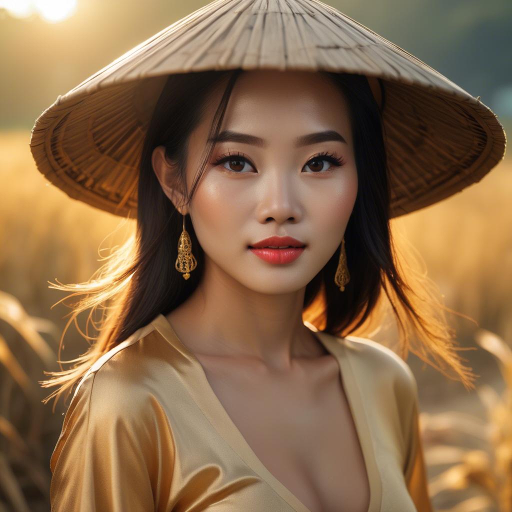 A stunning image of vietnamese beauty in golden hour.
