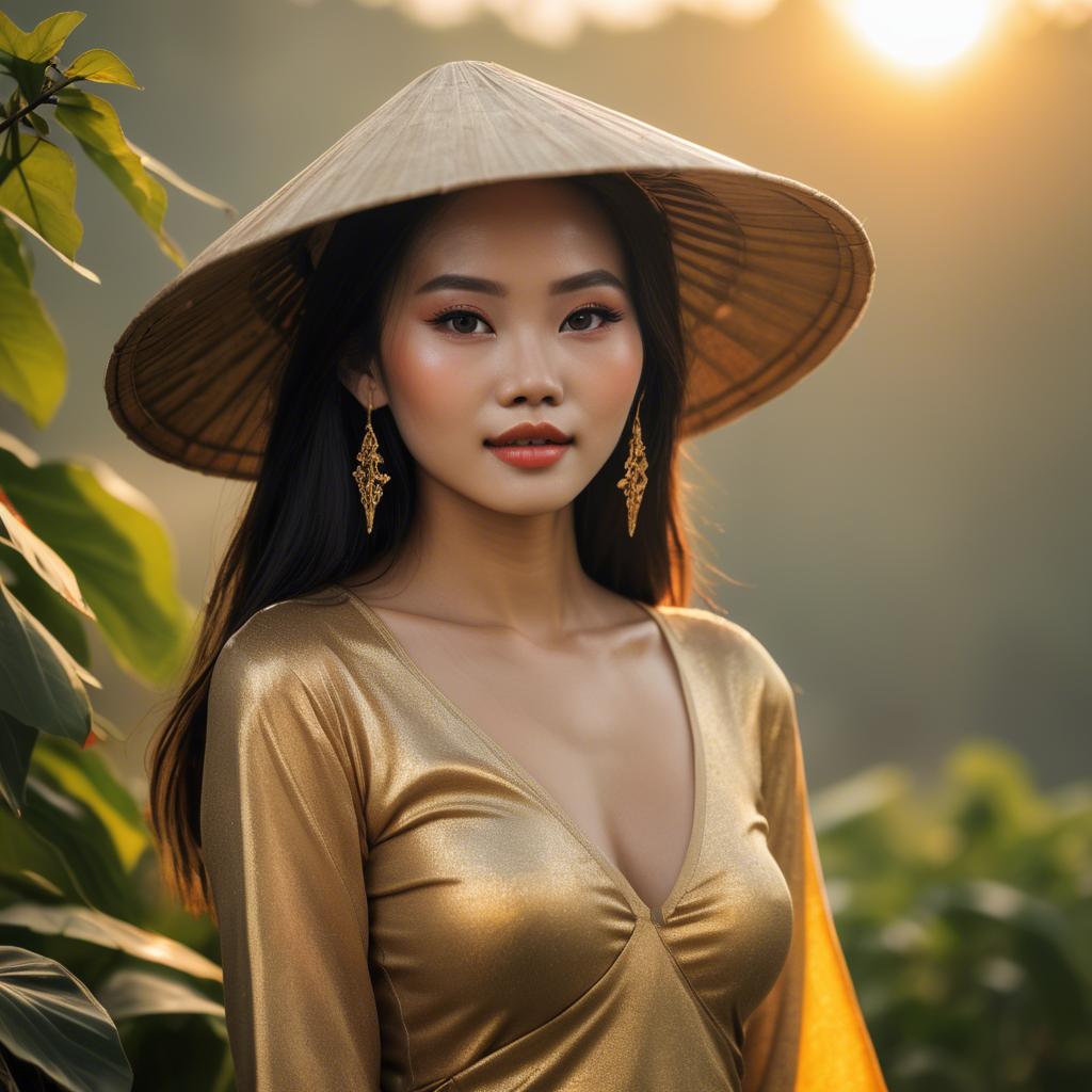A stunning image of vietnamese beauty in golden hour.