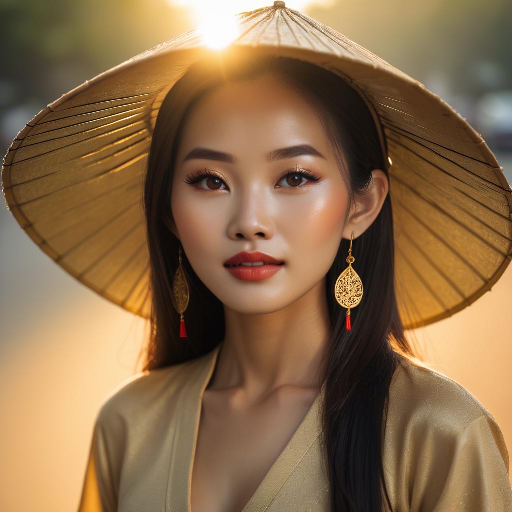 A stunning image of vietnamese beauty in golden hour.