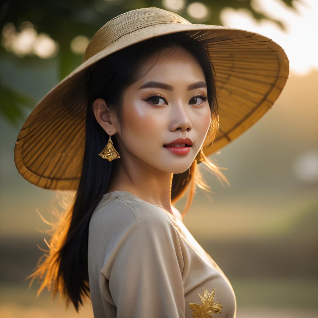 A stunning image of vietnamese beauty in golden hour.