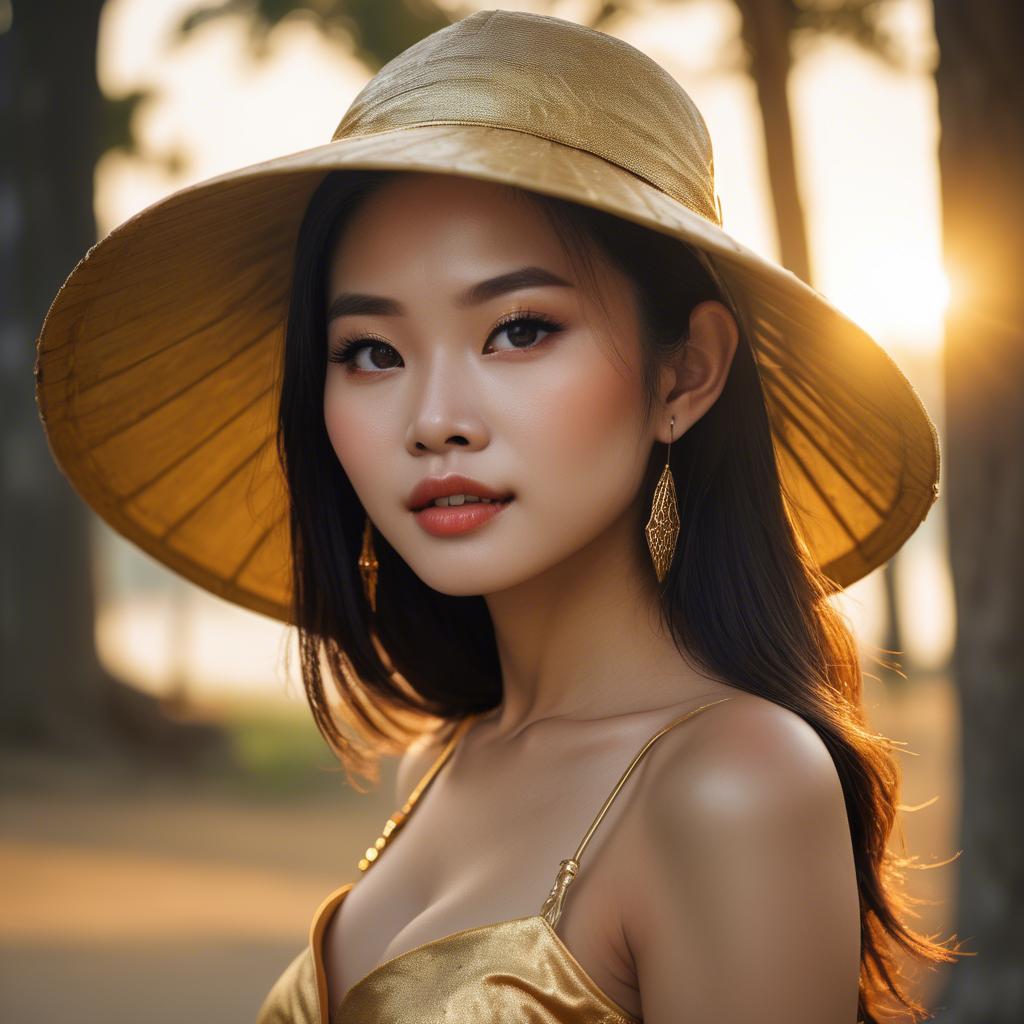 A stunning image of vietnamese beauty in golden hour.