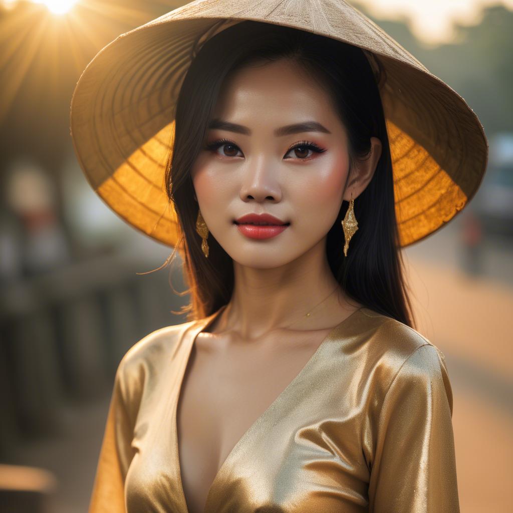 A stunning image of vietnamese beauty in golden hour.