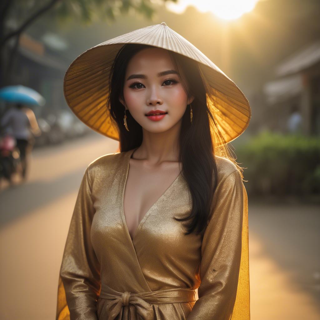 A stunning image of vietnamese beauty in golden hour.