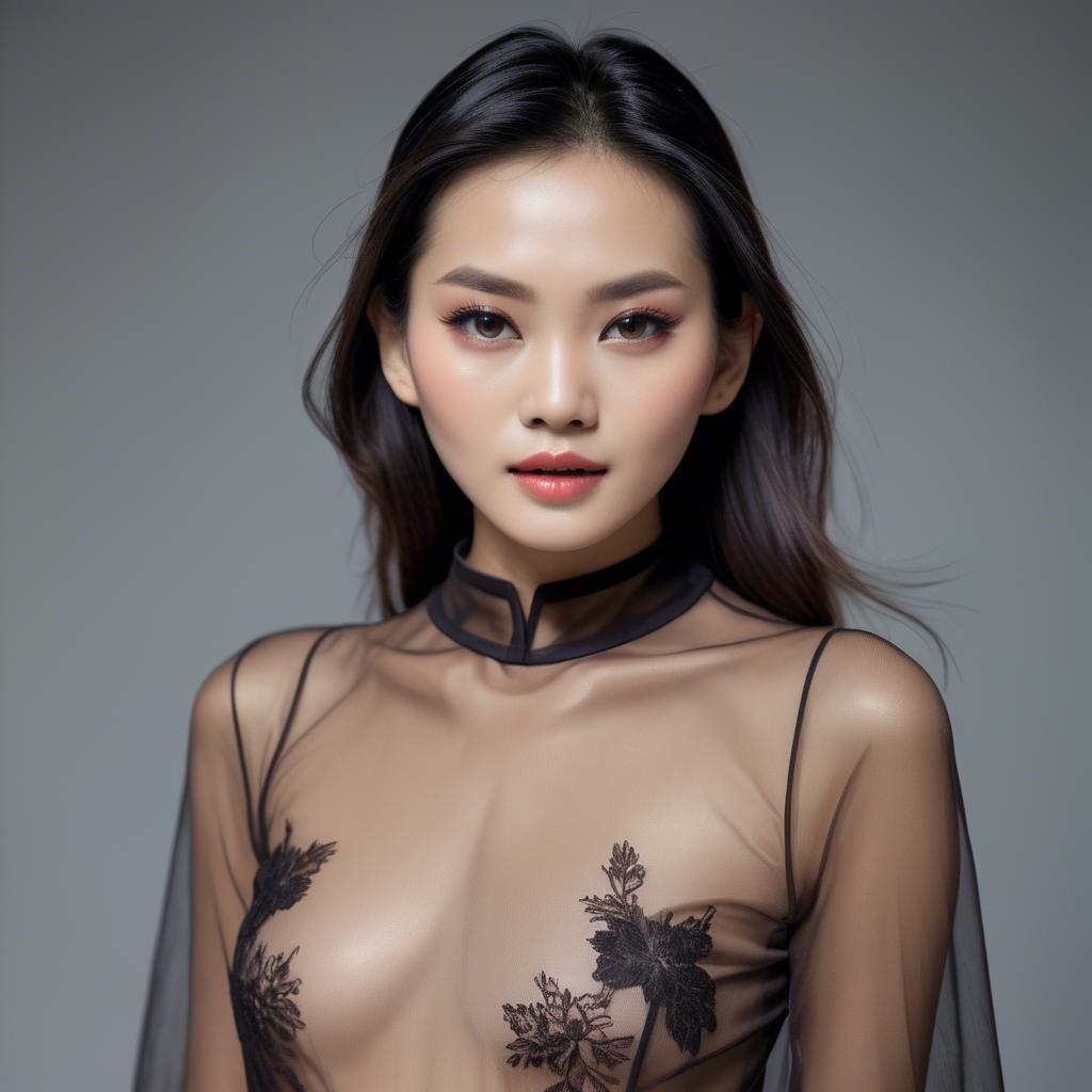 A stunning image of vietnamese model in sheer fabrics.