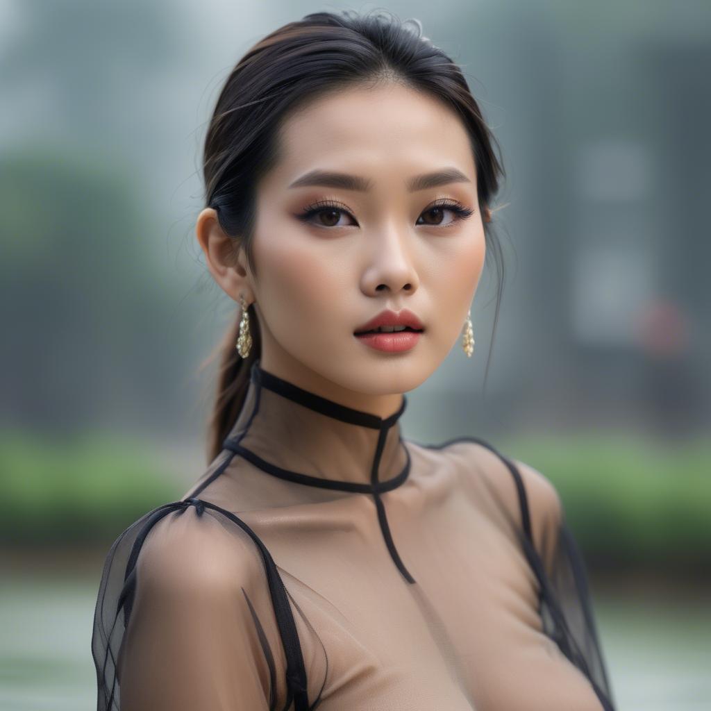 A stunning image of vietnamese model in sheer fabrics.