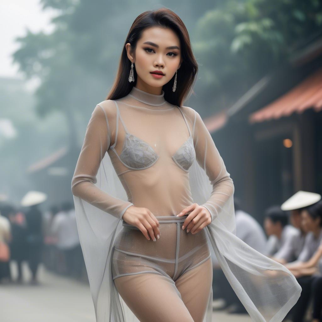 A stunning image of vietnamese model in sheer fabrics.