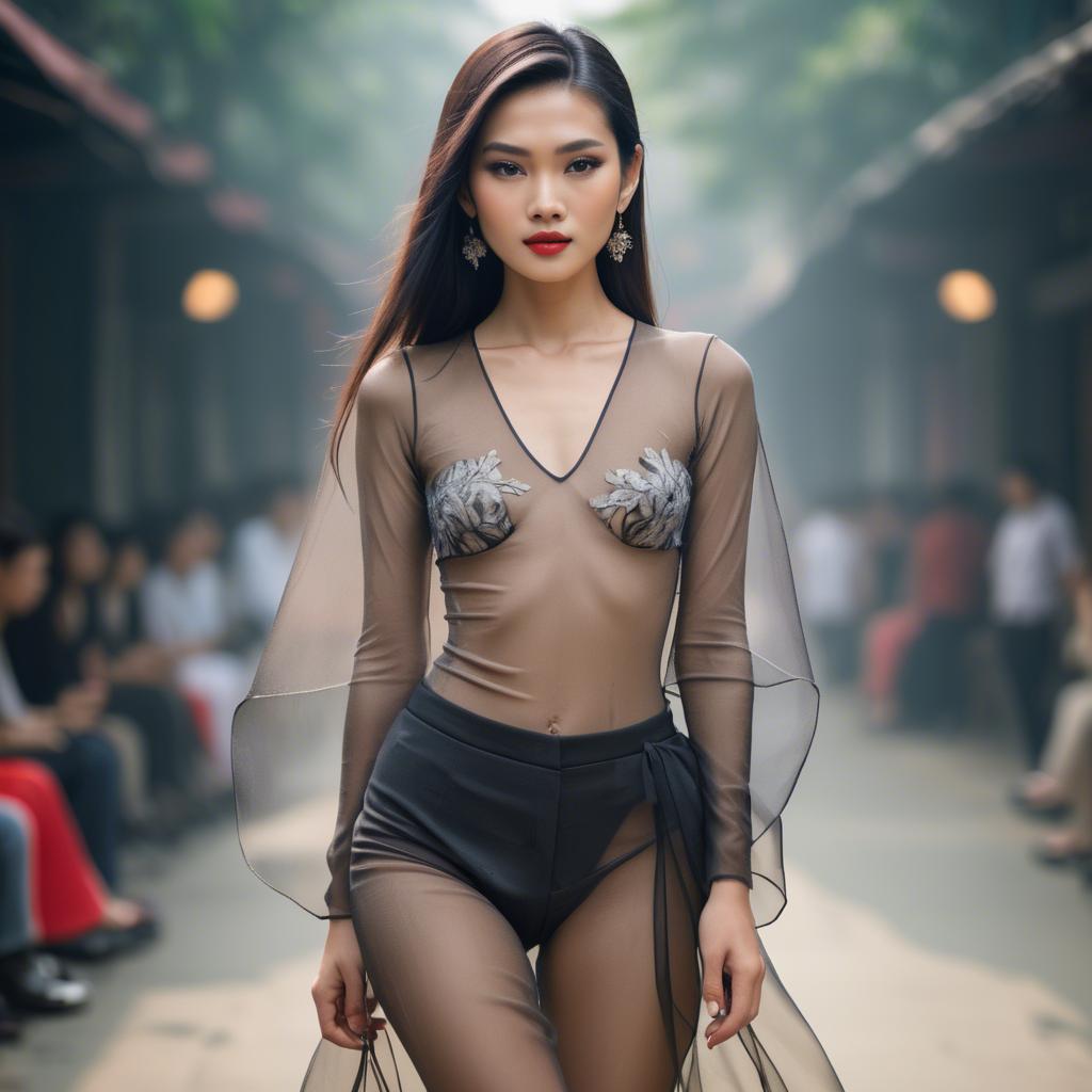 A stunning image of vietnamese model in sheer fabrics.