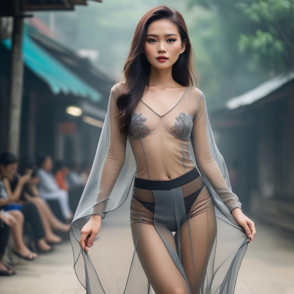 A stunning image of vietnamese model in sheer fabrics.