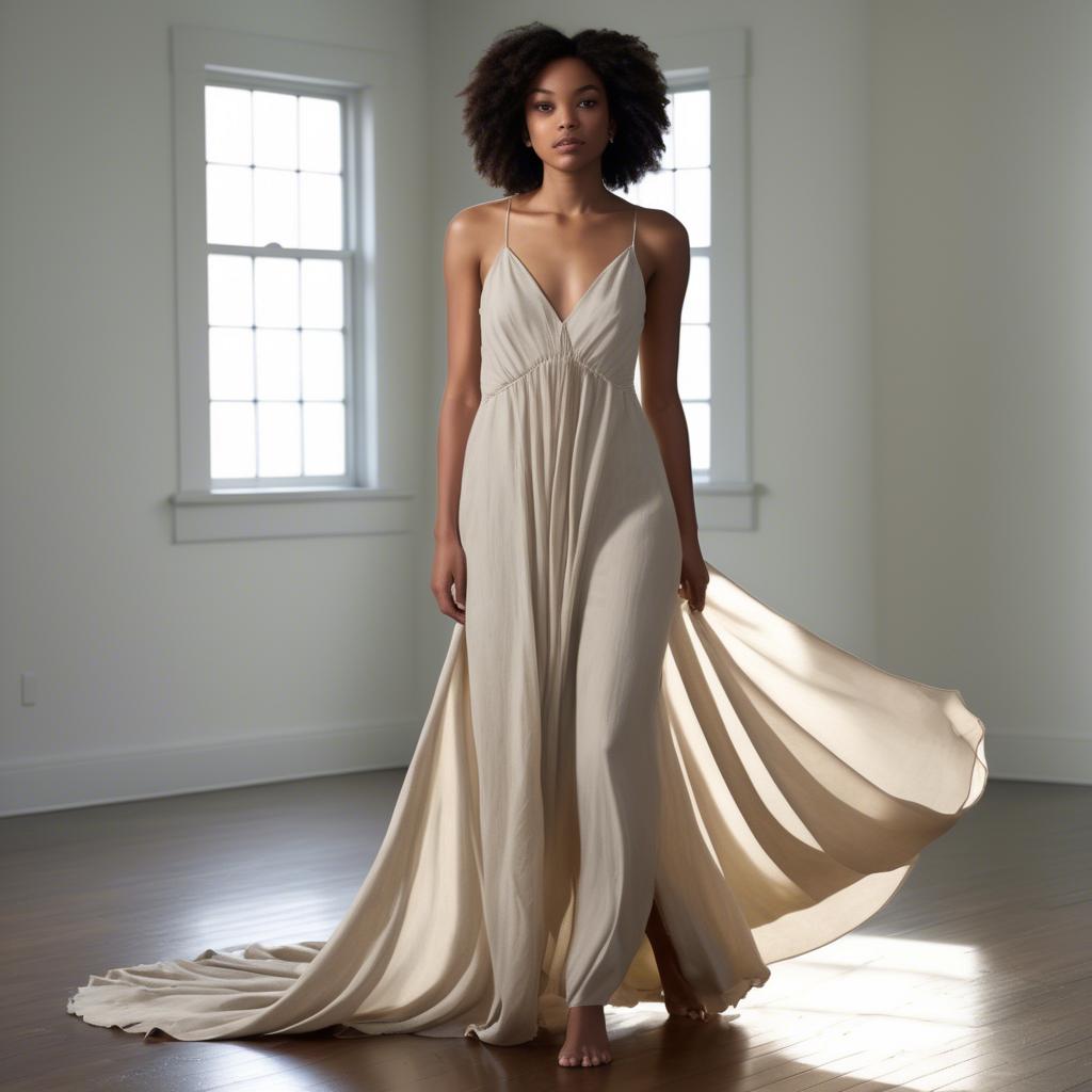 A stunning image of american beauty in natural flowing fabrics.