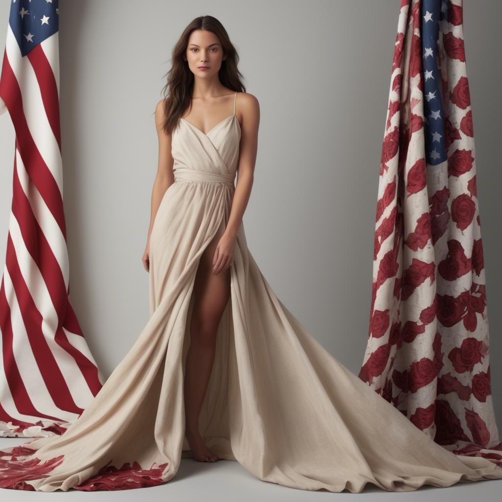 A stunning image of american beauty in natural flowing fabrics.