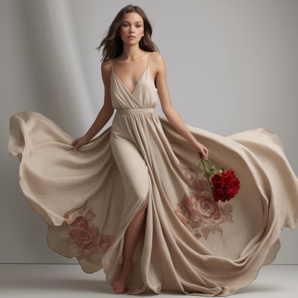 A stunning image of american beauty in natural flowing fabrics.