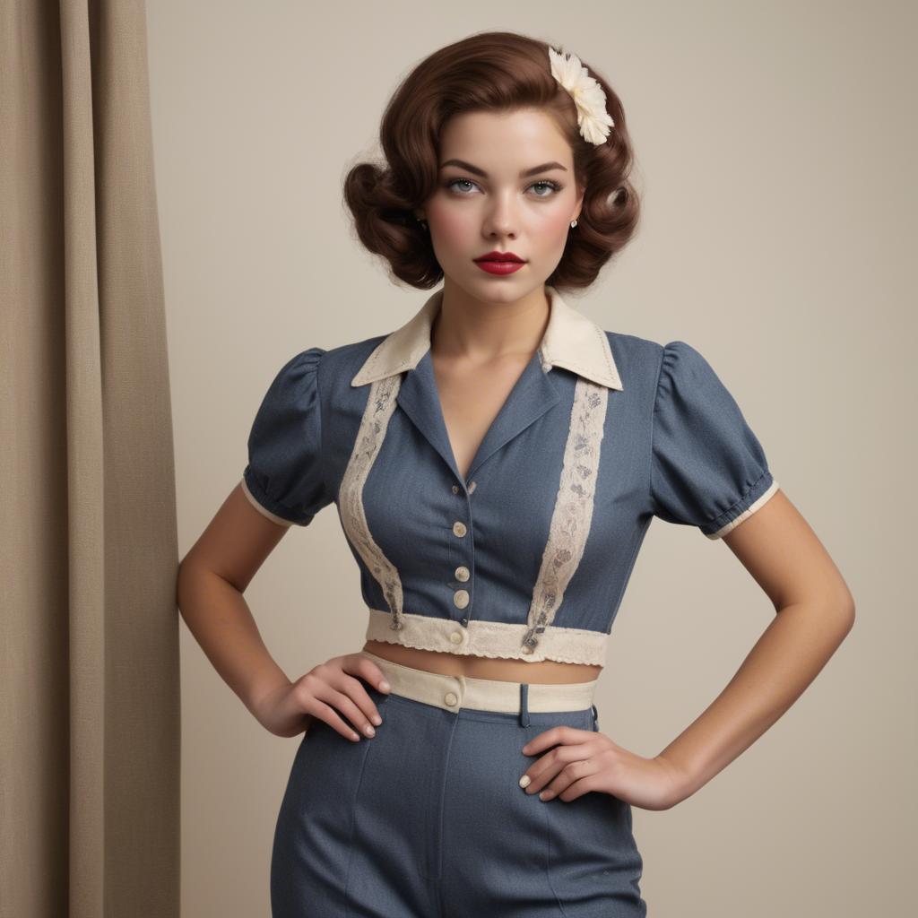 A stunning image of american model in a vintage-inspired set.