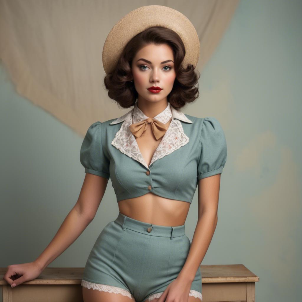 A stunning image of american model in a vintage-inspired set.