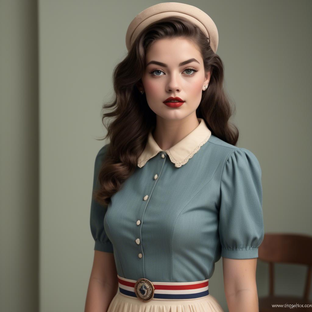 A stunning image of american model in a vintage-inspired set.