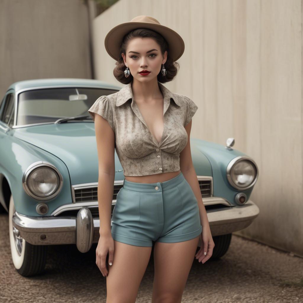 A stunning image of american model in a vintage-inspired set.