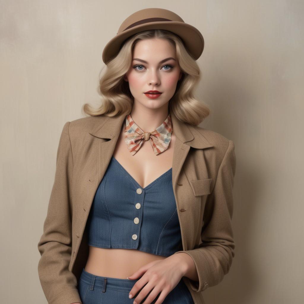 A stunning image of american model in a vintage-inspired set.