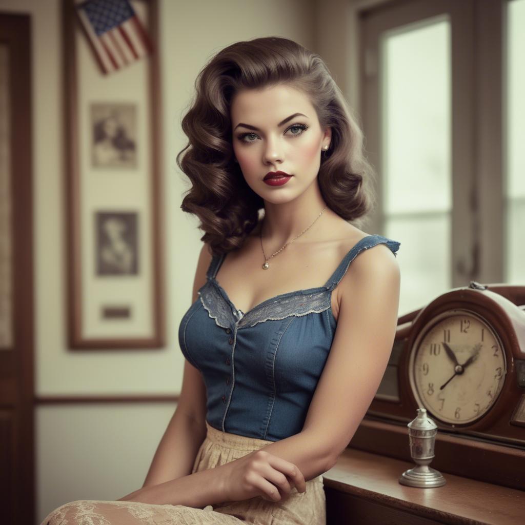 A stunning image of american model in vintage settings.
