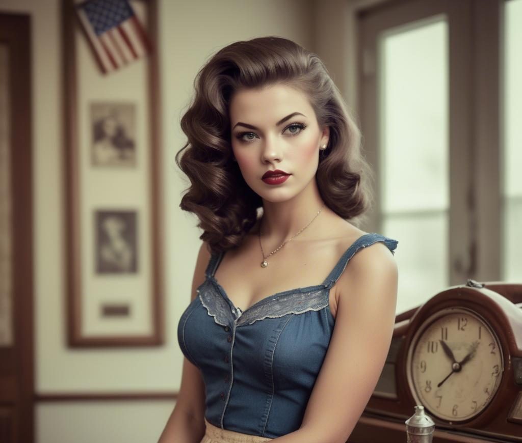 A stunning image of american model in vintage settings.