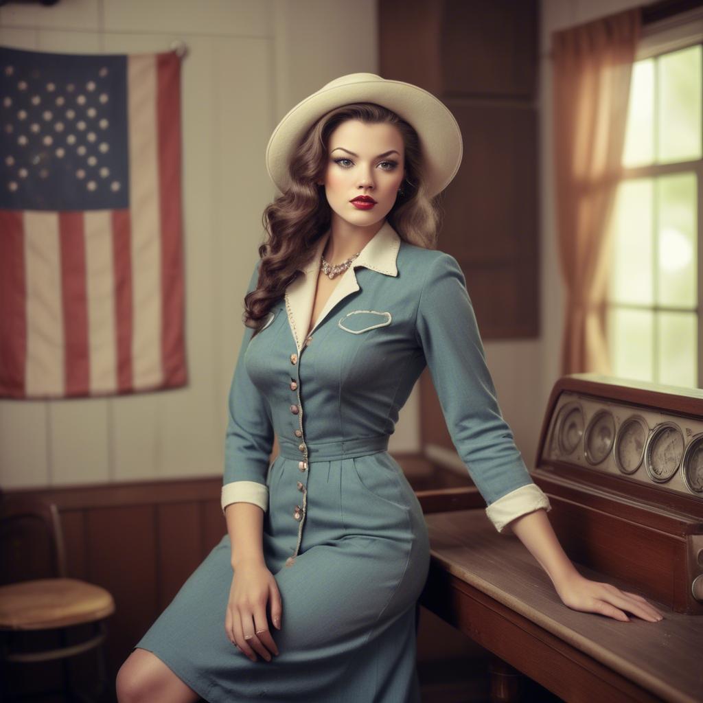 A stunning image of american model in vintage settings.
