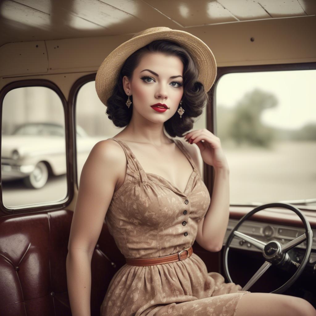 A stunning image of american model in vintage settings.