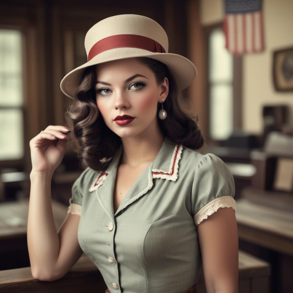 A stunning image of american model in vintage settings.