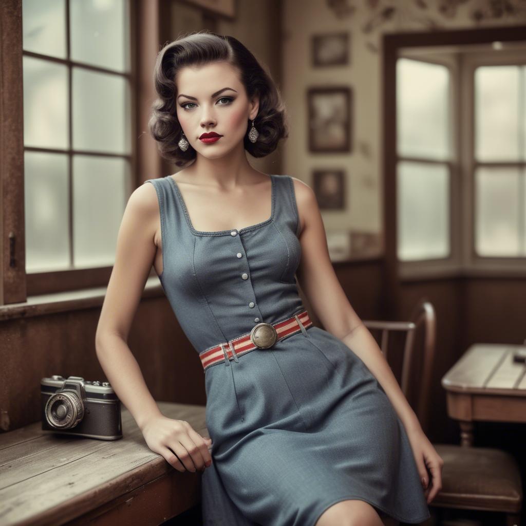 A stunning image of american model in vintage settings.