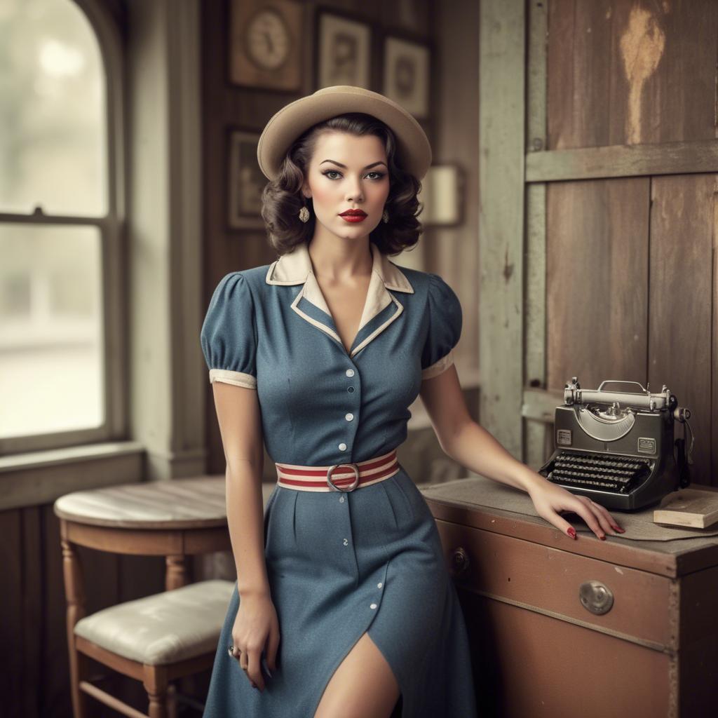 A stunning image of american model in vintage settings.