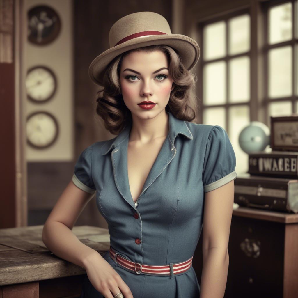 A stunning image of american model in vintage settings.