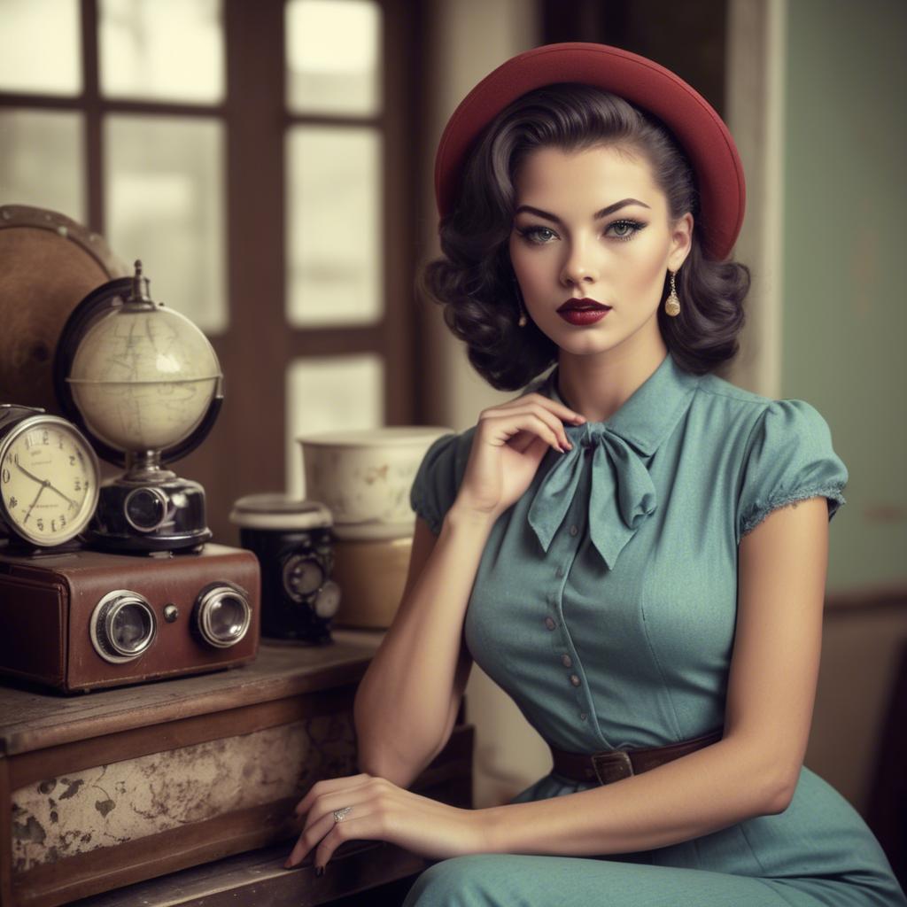 A stunning image of american model in vintage settings.