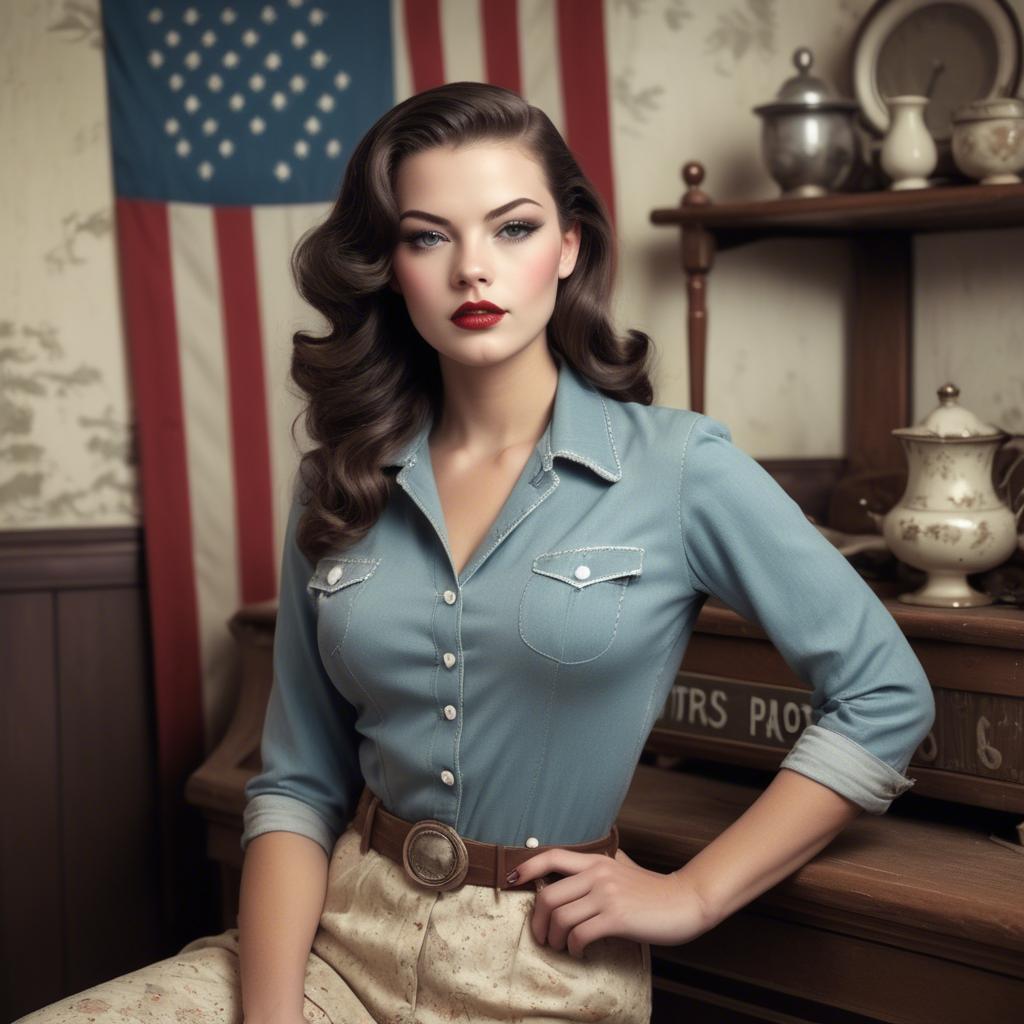 A stunning image of american model in vintage settings.