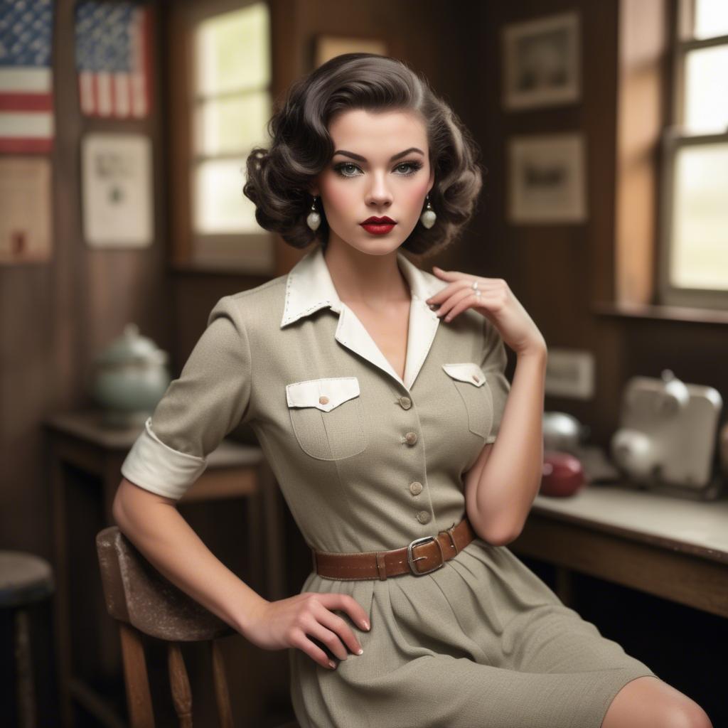 A stunning image of american model in vintage settings.
