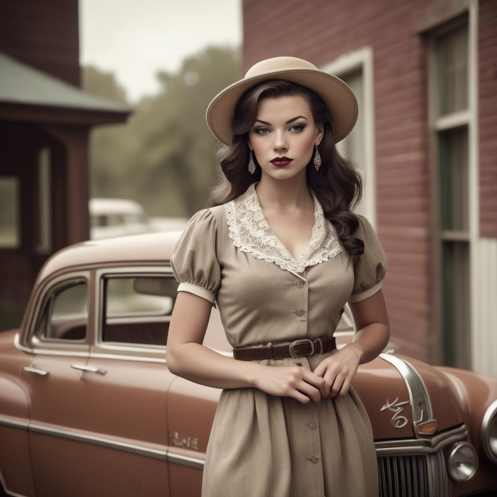 A stunning image of american model in vintage settings.