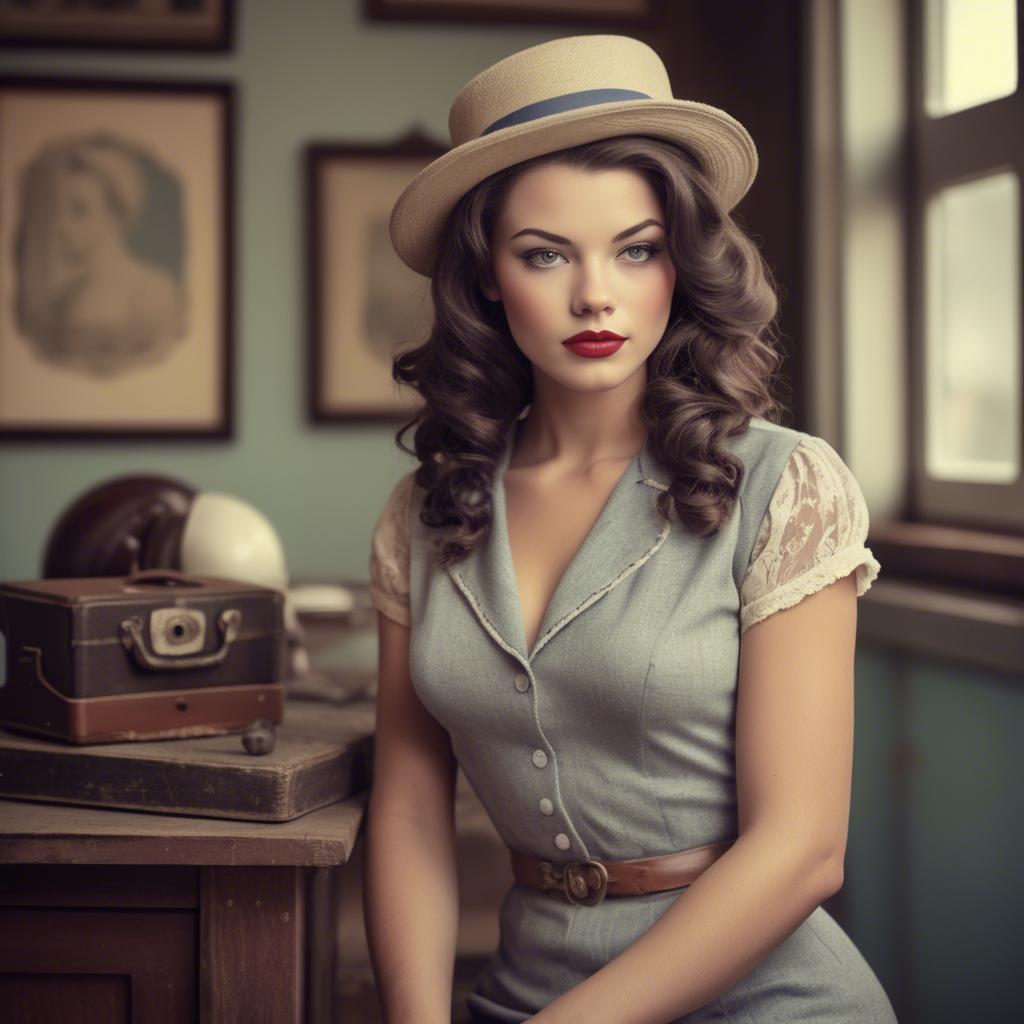 A stunning image of american model in vintage settings.