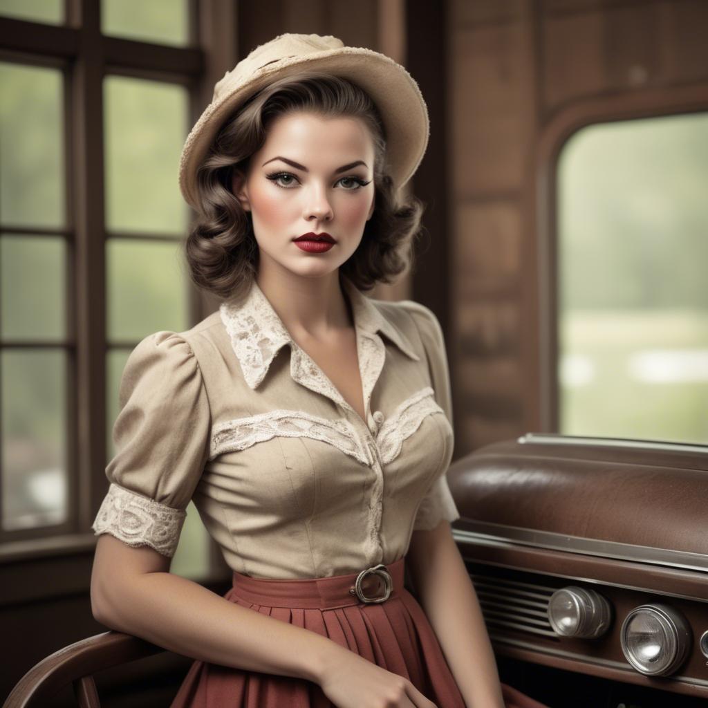 A stunning image of american model in vintage settings.