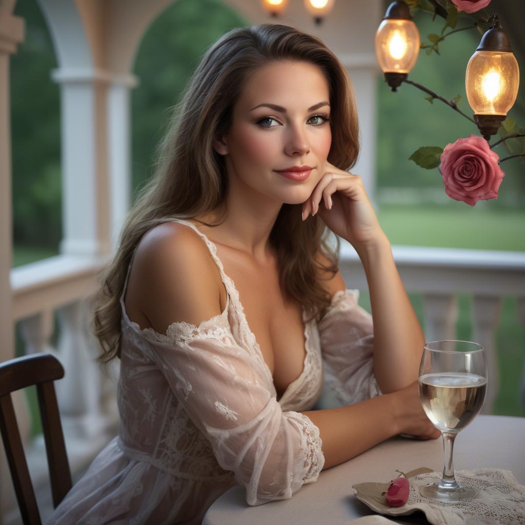 A stunning image of american woman in romantic settings.
