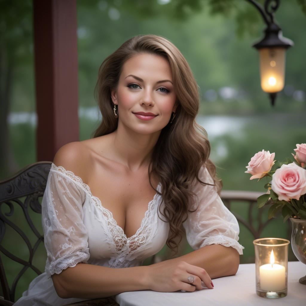 A stunning image of american woman in romantic settings.