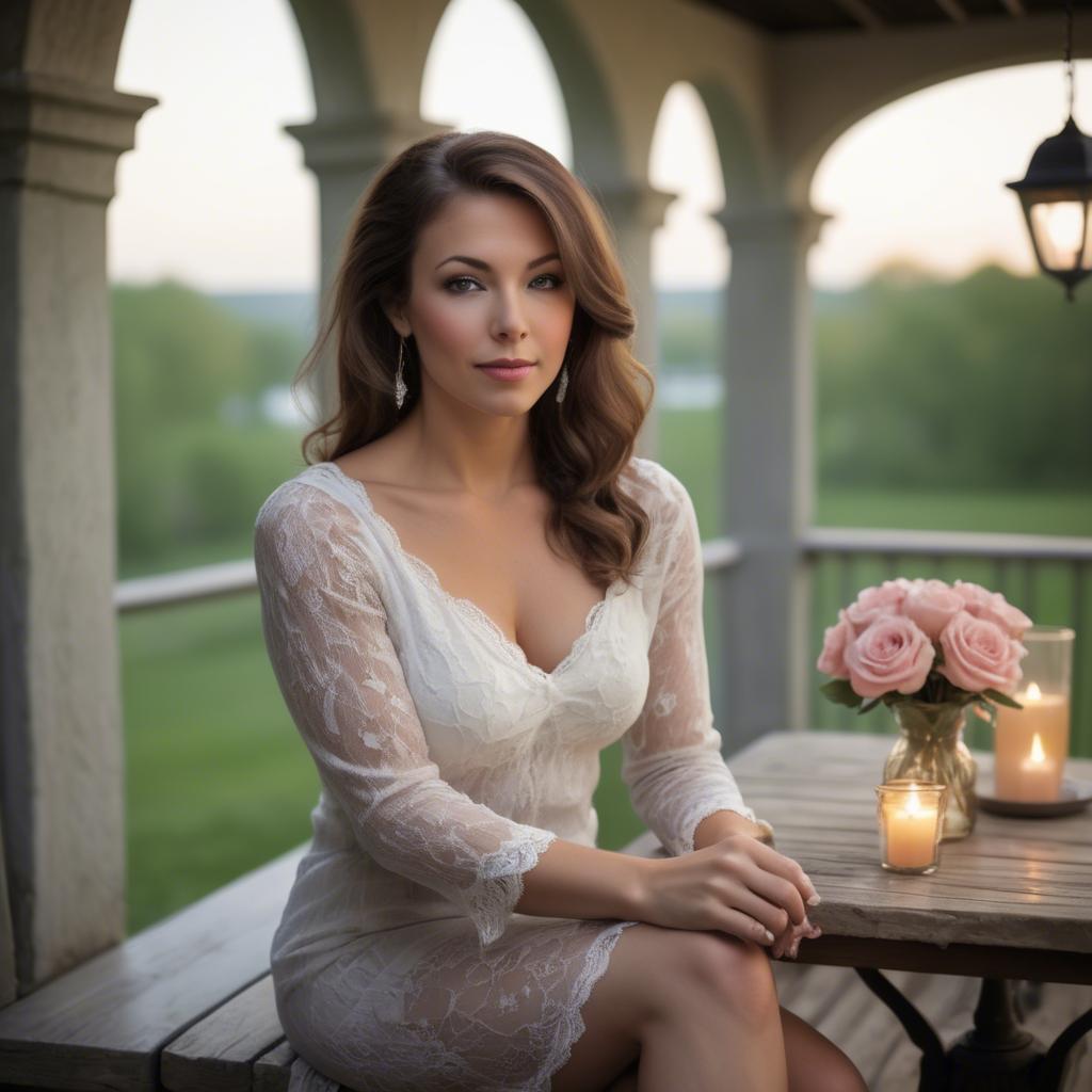 A stunning image of american woman in romantic settings.