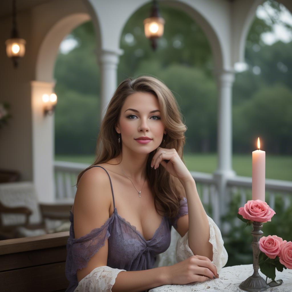 A stunning image of american woman in romantic settings.