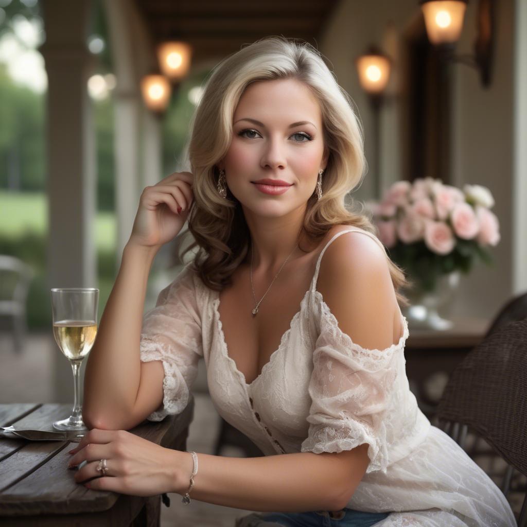 A stunning image of american woman in romantic settings.