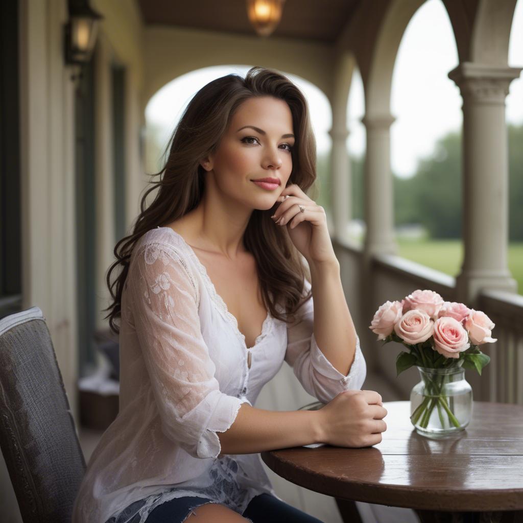 A stunning image of american woman in romantic settings.