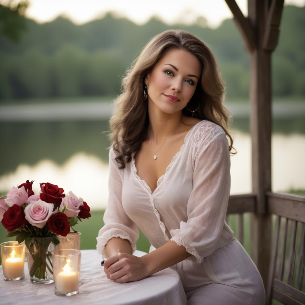 A stunning image of american woman in romantic settings.