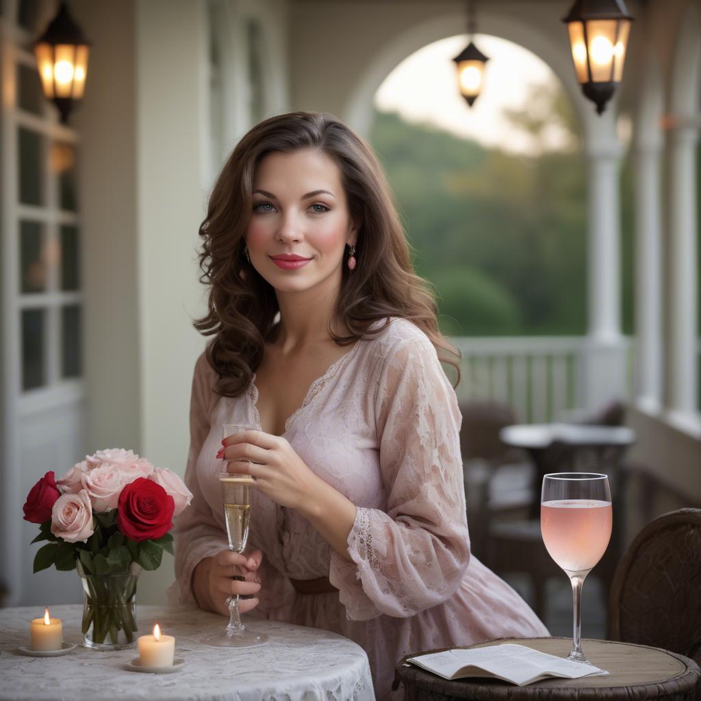 A stunning image of american woman in romantic settings.