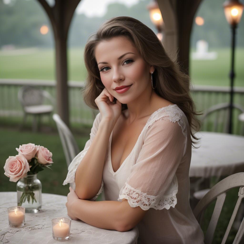 A stunning image of american woman in romantic settings.
