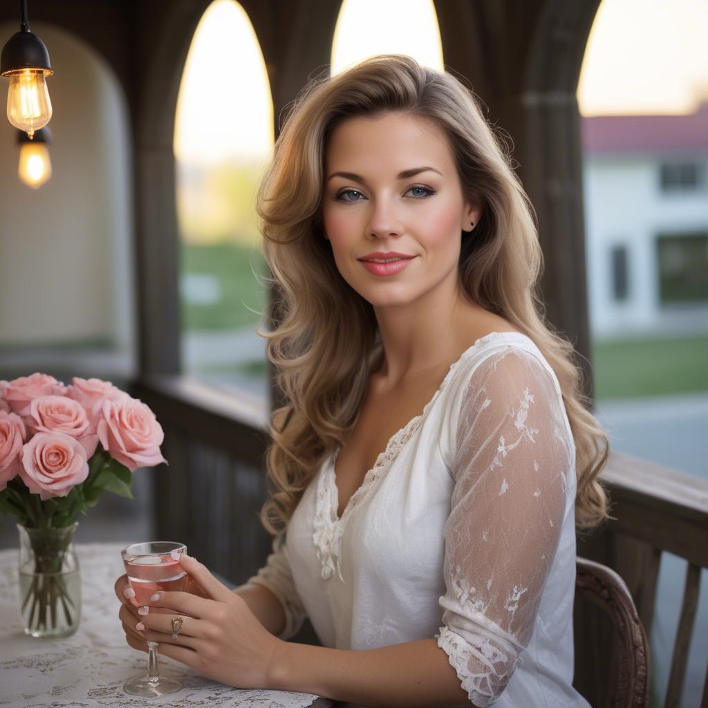 A stunning image of american woman in romantic settings.