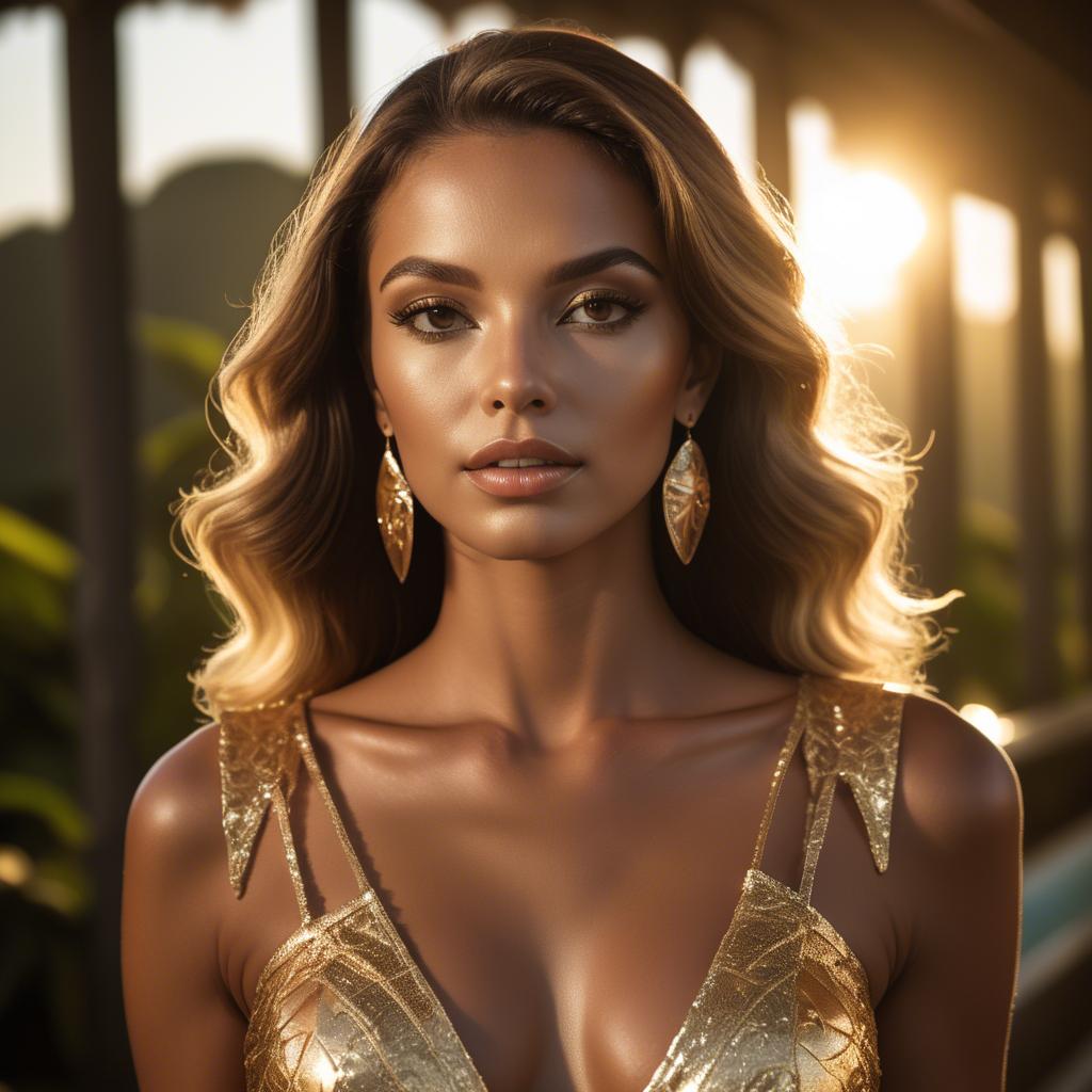 A stunning image of brazilian glamour in golden hour light.