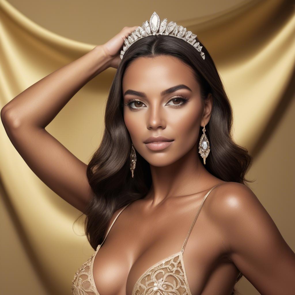 A stunning image of brazilian glamour with radiant confidence.